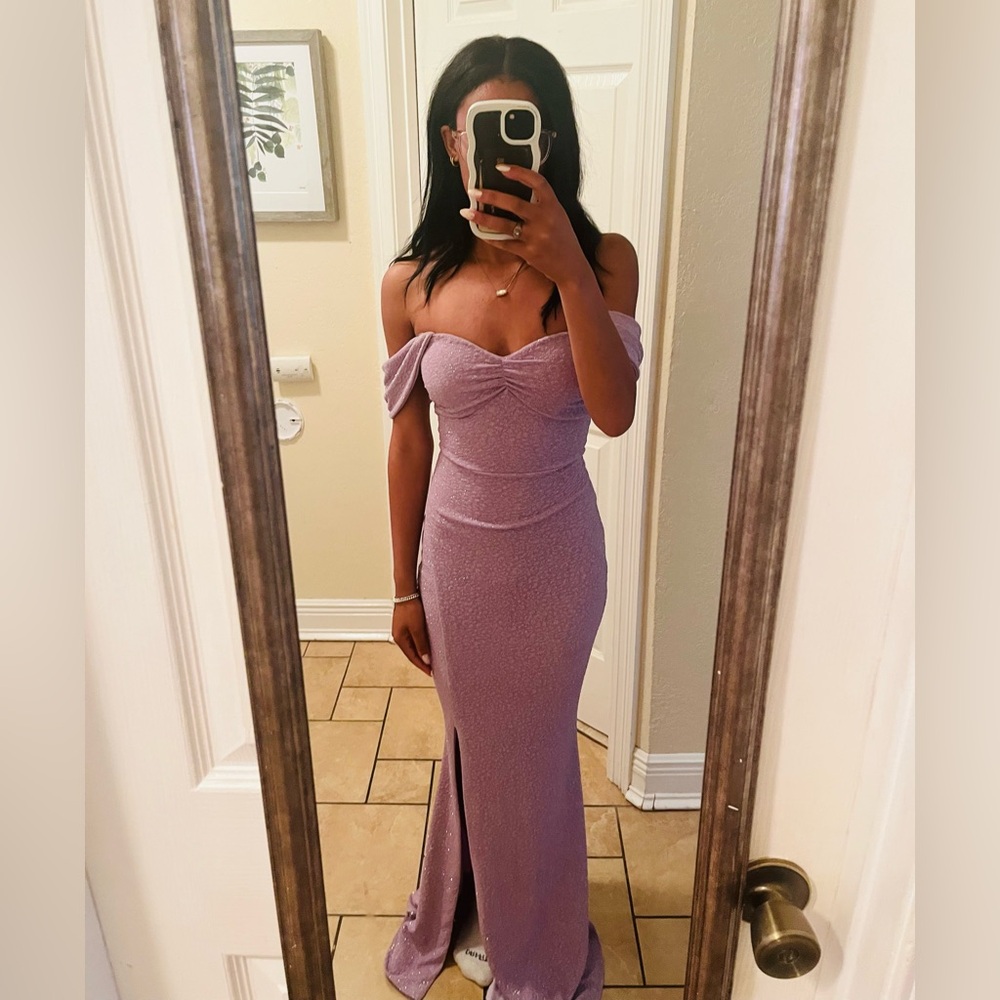 Elegant Lavender Off-Shoulder Dress